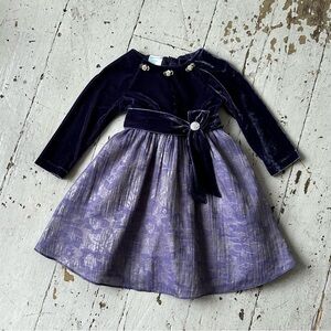 Laura Ashley Toddler Velvet & Gold Damask Party Dress